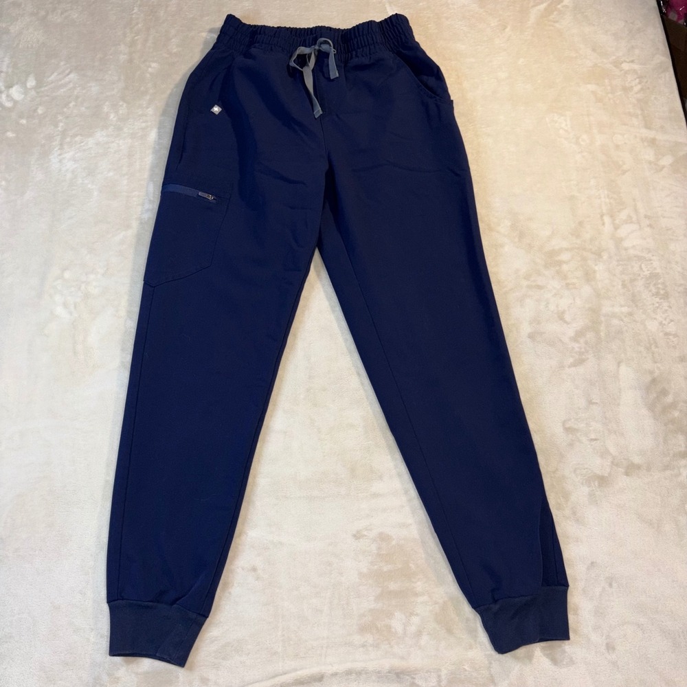 FIGS Women Navy Blue Zamora Jogger Scrub Pants W20SW2028 Small